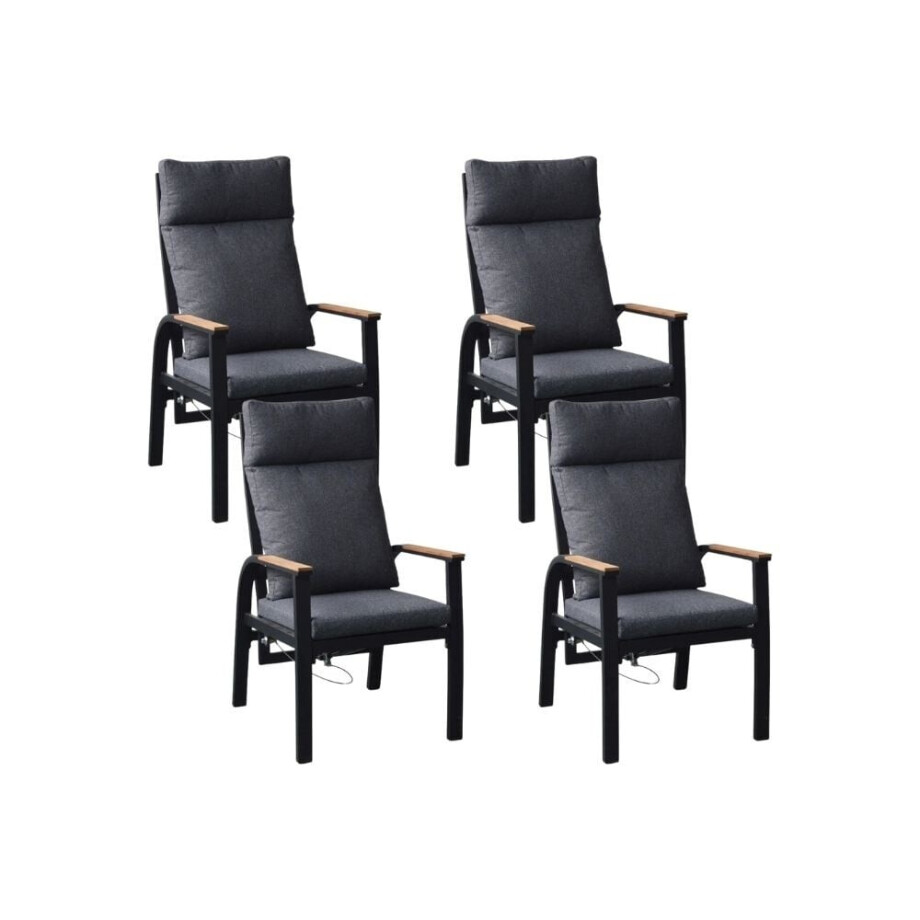 Annecy dining tuinstoel set van 4 | aluminium + teakhout | antraciet afbeelding 1