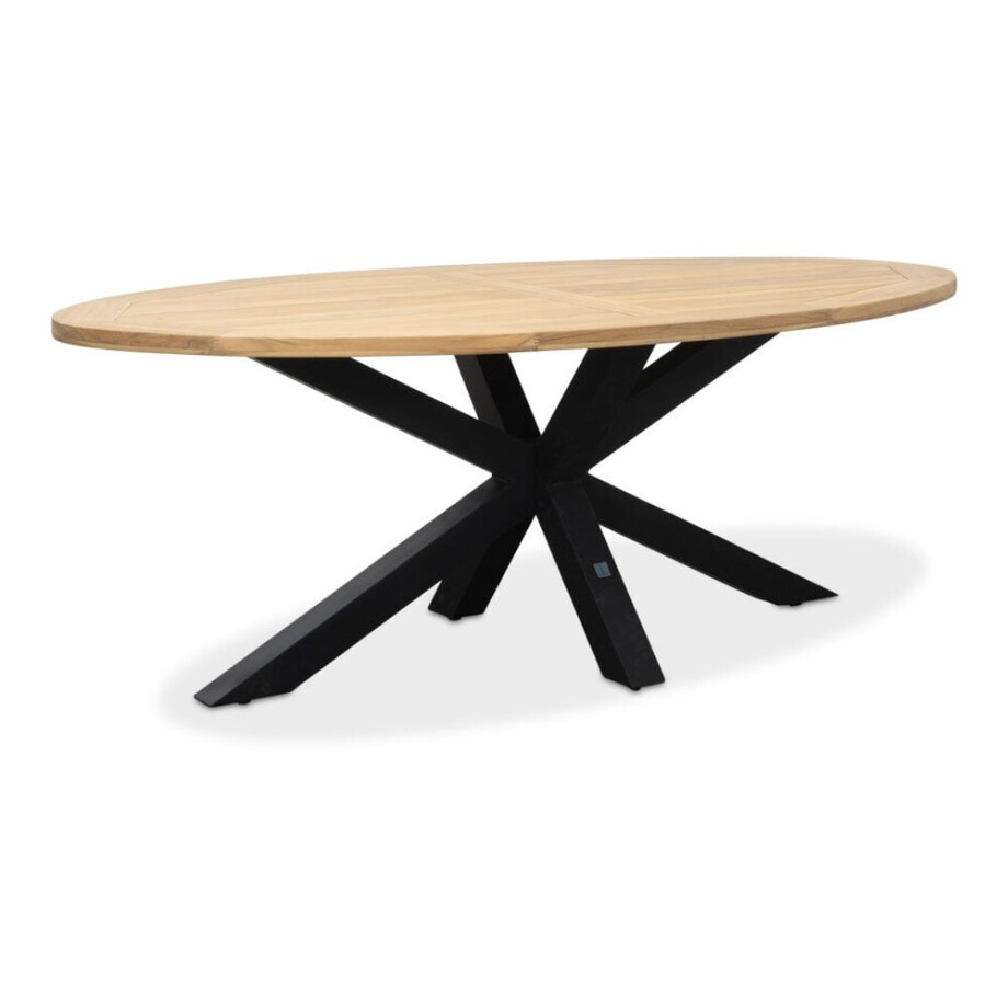 Cleve dining tuintafel 4 personen | teakhout + aluminium | Natural Teak/antraciet | 200cm ovaal afbeelding 1