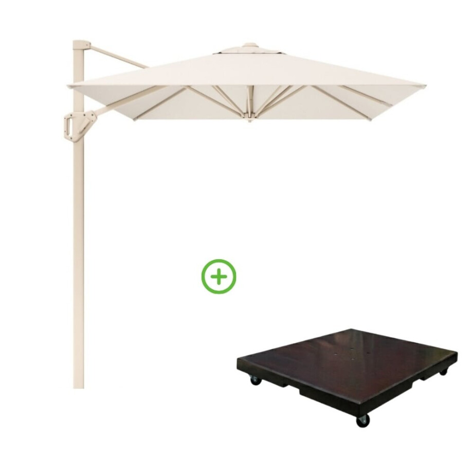 Voyager T² zweefparasol | 270x270cm met Monza parasolvoet 90kg | Ivory/Sandstone Voyager T² zweefparasol | 270x270cm met Monza parasolvoet 90kg | Ivory/Sandstone afbeelding 1