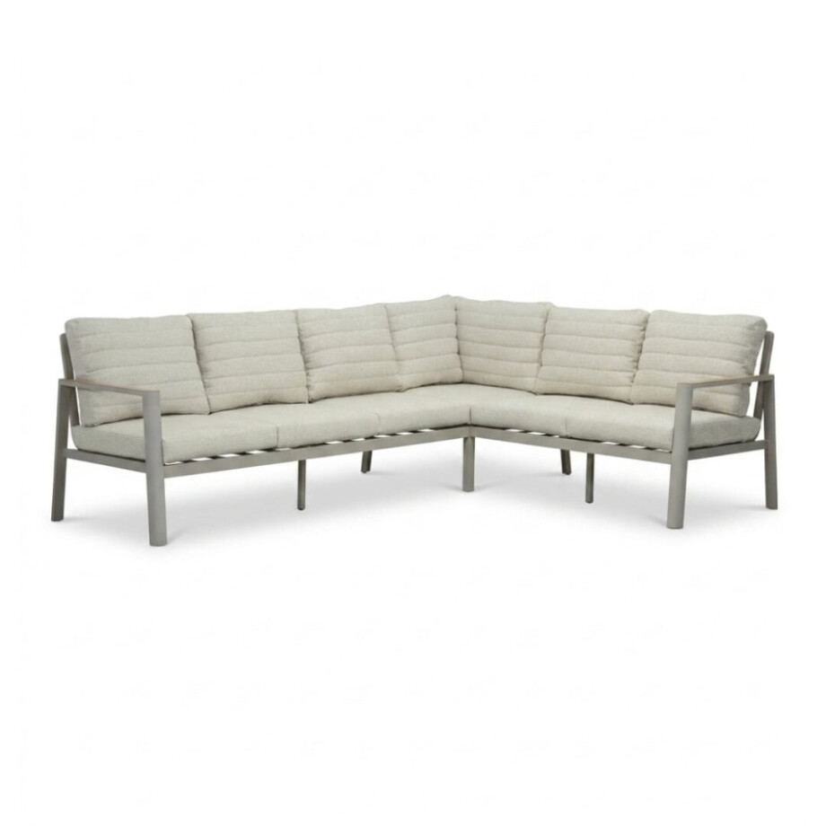 Tokyo hoek loungeset 6 personen | aluminium + polywood | beige | 3-delig - 264x204cm afbeelding 1