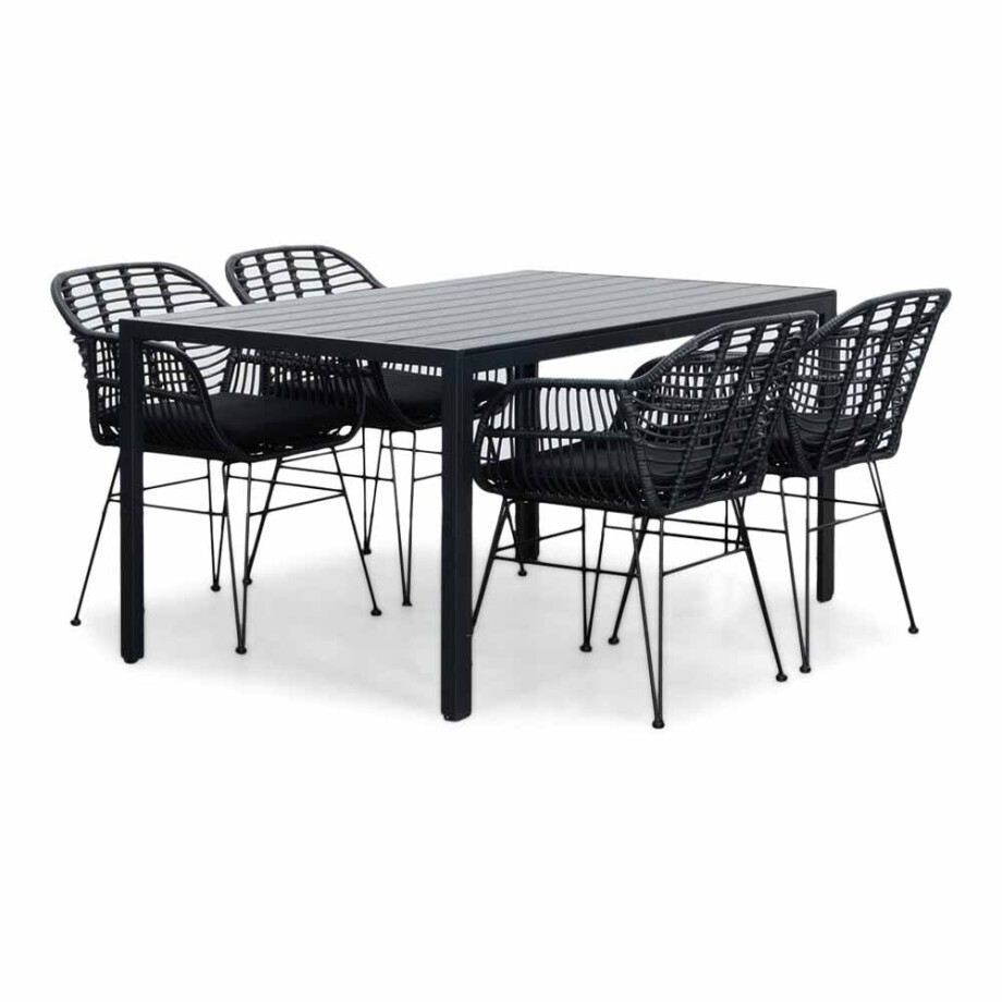 Manchester/Napels dining tuinset | 4 personen | aluminium + wicker | 150cm afbeelding 1