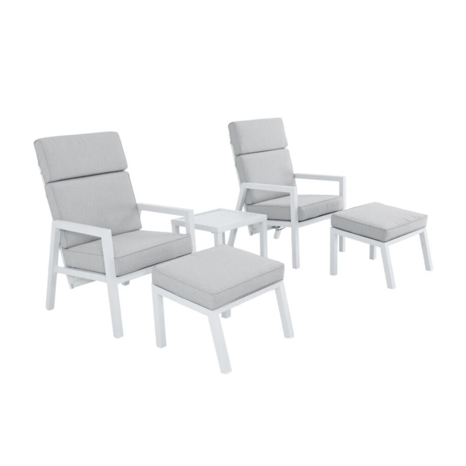 Melson lounge balkonset - verstelbaar 2 personen | aluminium | wit | 5-delig afbeelding 1