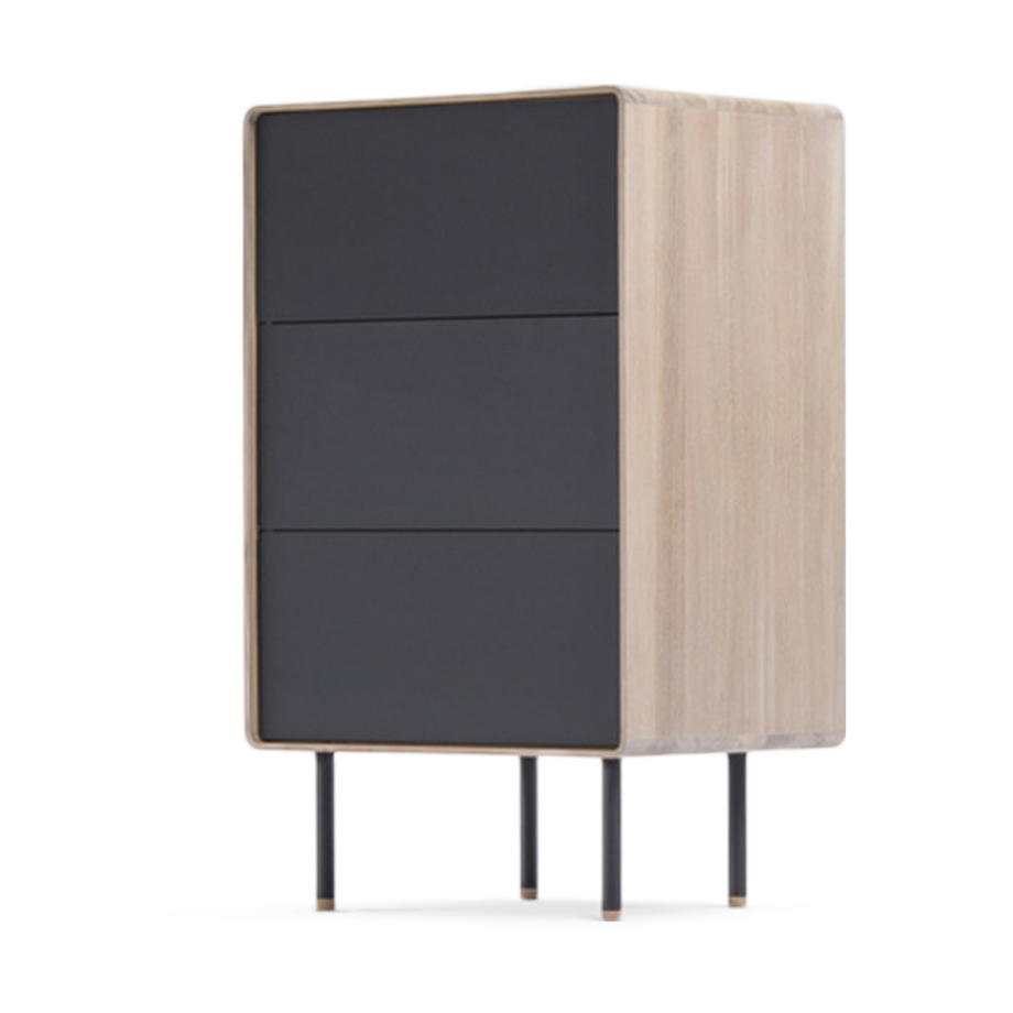 Fina drawer houten ladekast whitewash - met linoleum nero - 60 x 100 cm afbeelding 1