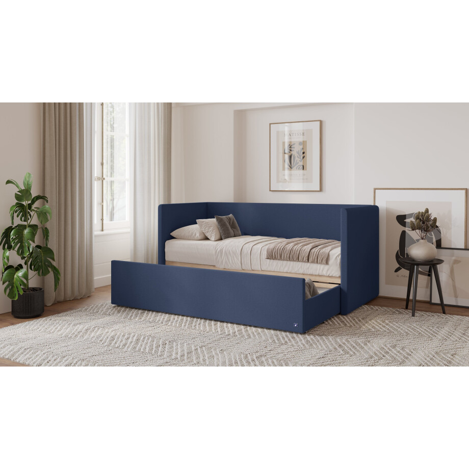 BRUNO logeerbed 80x200 in Blauw | Uitschuifbed incl matras & lattenbodem afbeelding 1