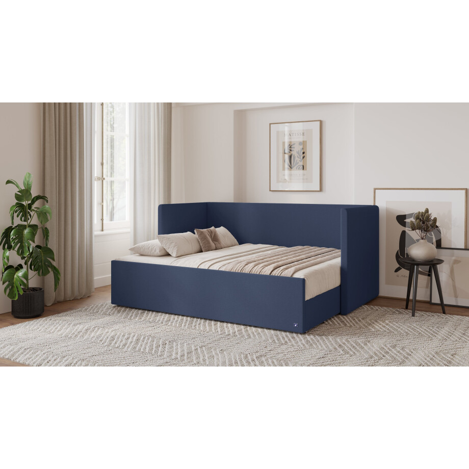 BRUNO logeerbed 160x200 in Blauw | Uitschuifbed incl. matras & lattenbodem afbeelding 1