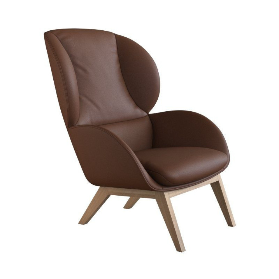 FLEXLUX Oorfauteuil Adria Stijl & comfort, organische vorm, eikenhouten voet afbeelding 1