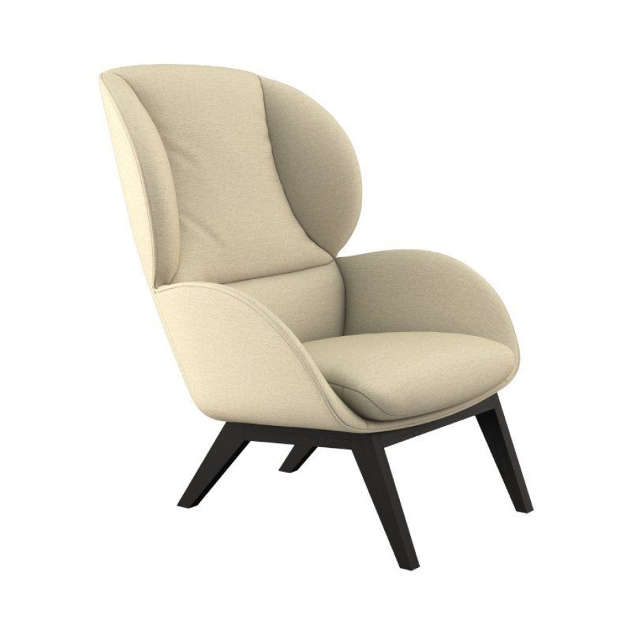 FLEXLUX Oorfauteuil Adria Stijl & comfort, organische vorm, zwarte houten voet afbeelding 1