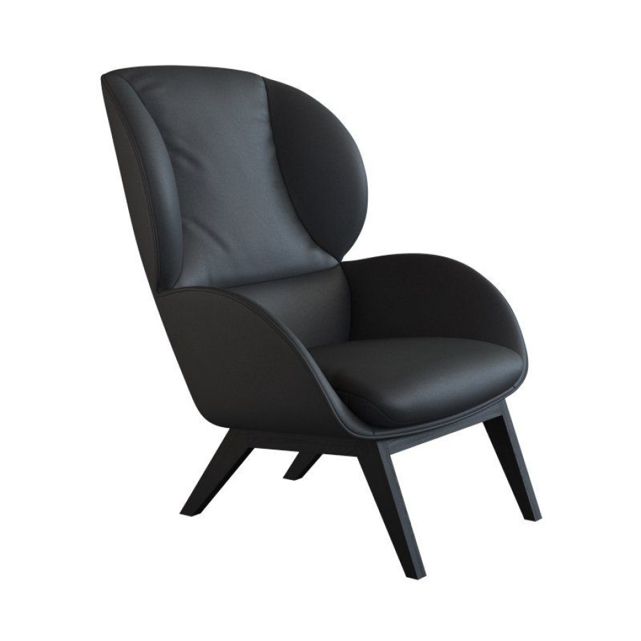 FLEXLUX Oorfauteuil Adria Stijl & comfort, organische vorm, zwarte houten voet afbeelding 1