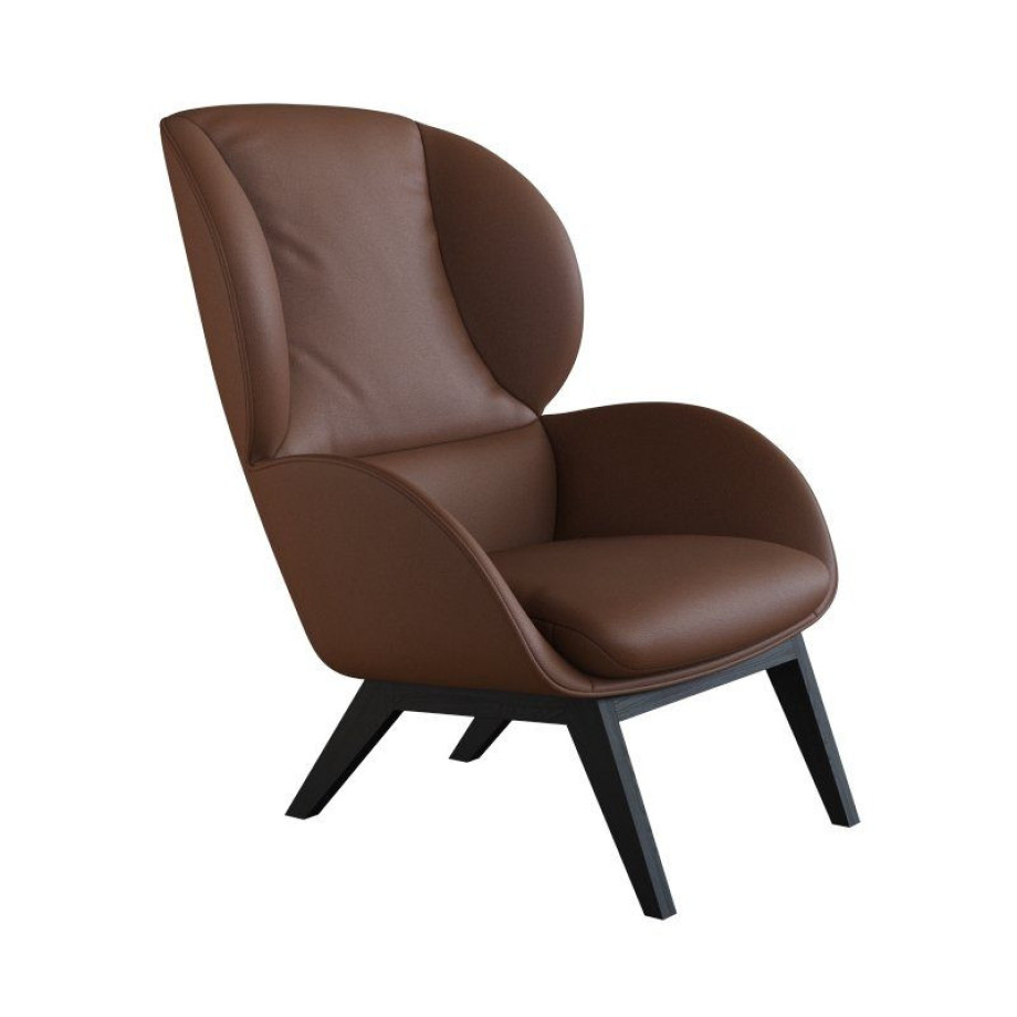 FLEXLUX Oorfauteuil Adria Stijl & comfort, organische vorm, zwarte houten voet afbeelding 1