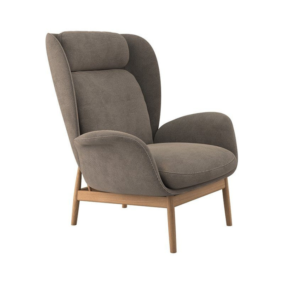 FLEXLUX Oorfauteuil Padova Stijl & comfort, organische vorm, geïntegreerde lendesteun, eikenhouten voet afbeelding 1