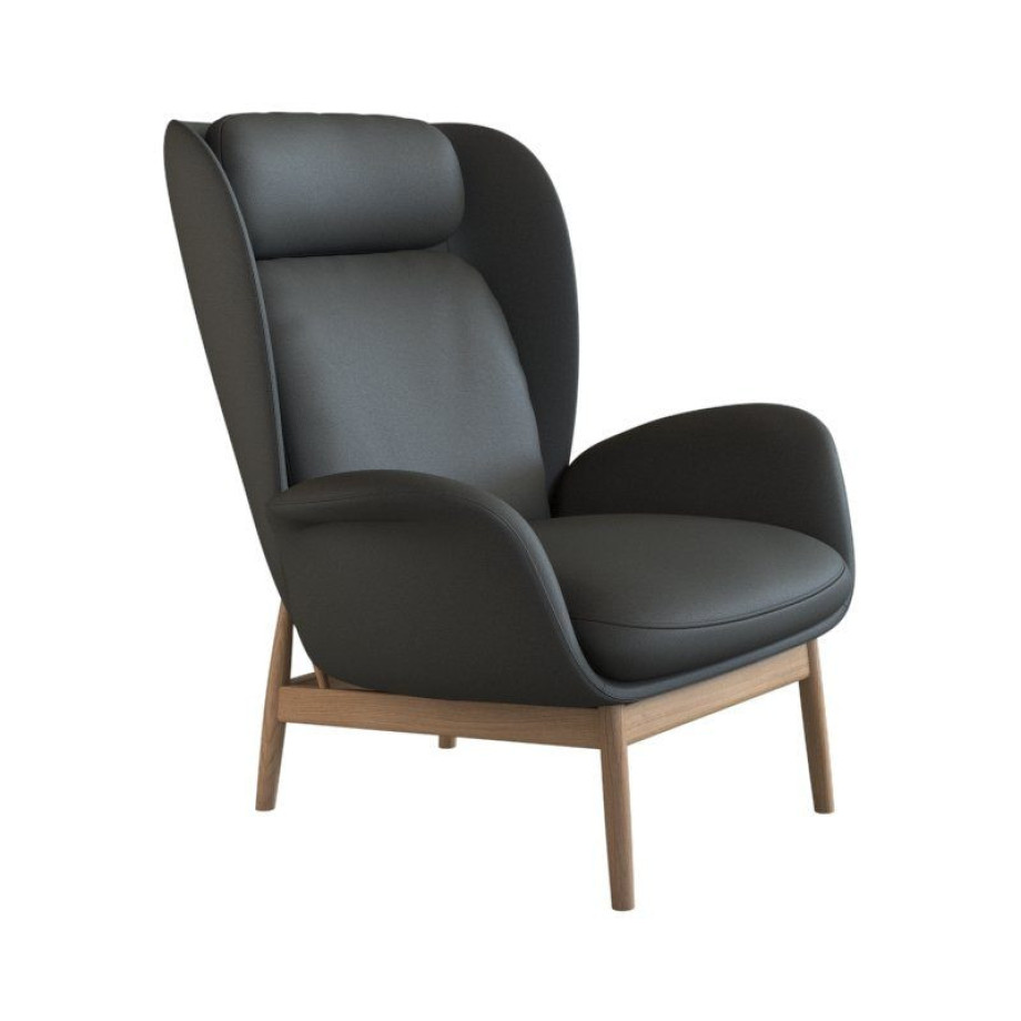 FLEXLUX Oorfauteuil Padova Stijl & comfort, organische vorm, geïntegreerde lendesteun, eikenhouten voet afbeelding 1