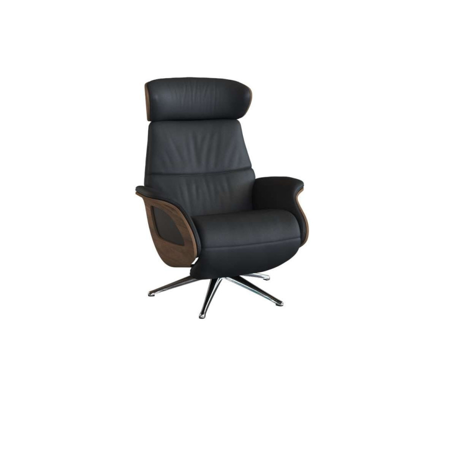 FLEXLUX Relaxfauteuil Clement praktische elektrische fauteuil Maat M, elektrische rug- en voetensteun, accu, armleuning Walnoot, aluminium voet afbeelding 1