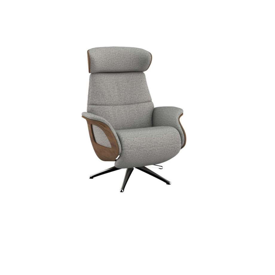 FLEXLUX Relaxfauteuil Clement praktische elektrische fauteuil Maat M, elektrische rug- en voetensteun, accu, armleuning Walnoot, aluminium voet afbeelding 1