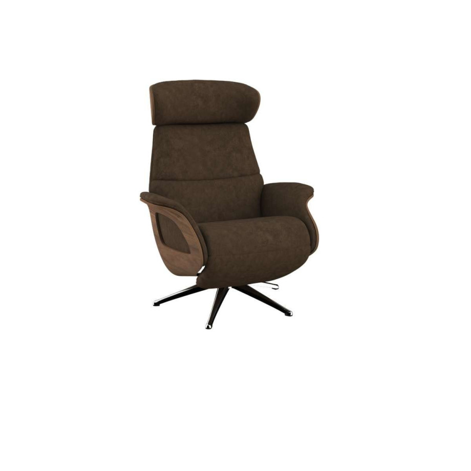 FLEXLUX Relaxfauteuil Clement praktische elektrische fauteuil Maat M, elektrische rug- en voetensteun, accu, armleuning Walnoot, aluminium voet afbeelding 1