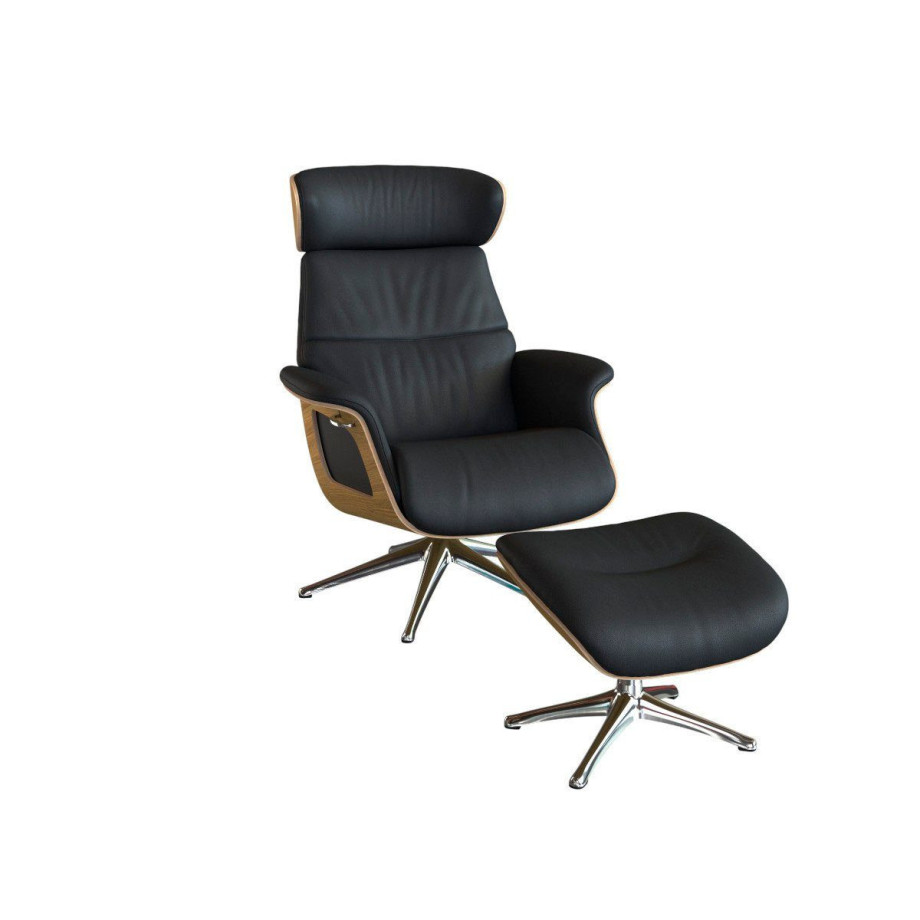 FLEXLUX Relaxfauteuil Clement relaxfauteuil, fauteuil, ligstoel, TV-stoel, Rug- & hoofdverstelling, draaibaar, armleuning eiken, voet aluminium afbeelding 1