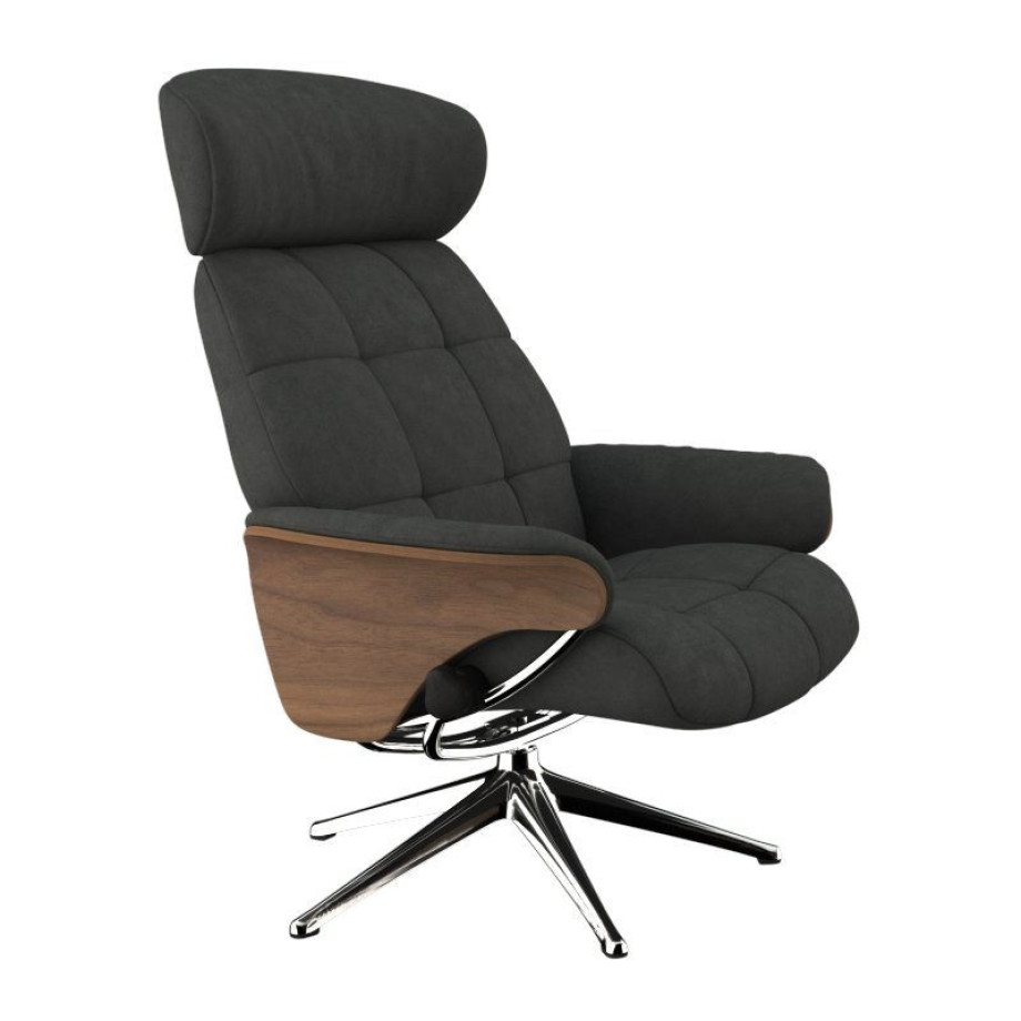 FLEXLUX Relaxfauteuil Relaxchairs Skagen Rug- en hoofdverstelling, voet aluminium, armleuning eiken, draaibaar afbeelding 1