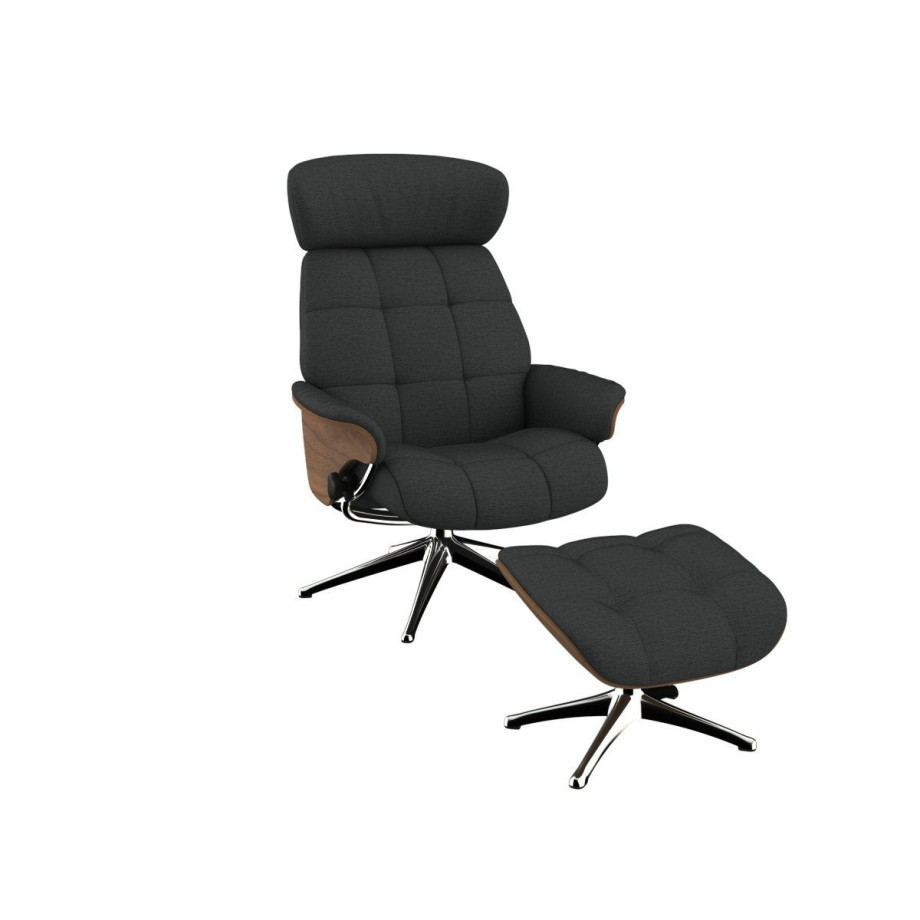 FLEXLUX Relaxfauteuil Relaxchairs Skagen Rug- en hoofdverstelling, voet aluminium, armleuning eiken, draaibaar afbeelding 1