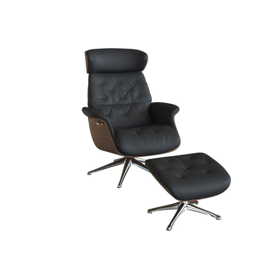 FLEXLUX Relaxfauteuil Relaxchairs Volden Rug- en hoofdverstelling, draaibaar, voet aluminium, armleuning walnoot afbeelding 1