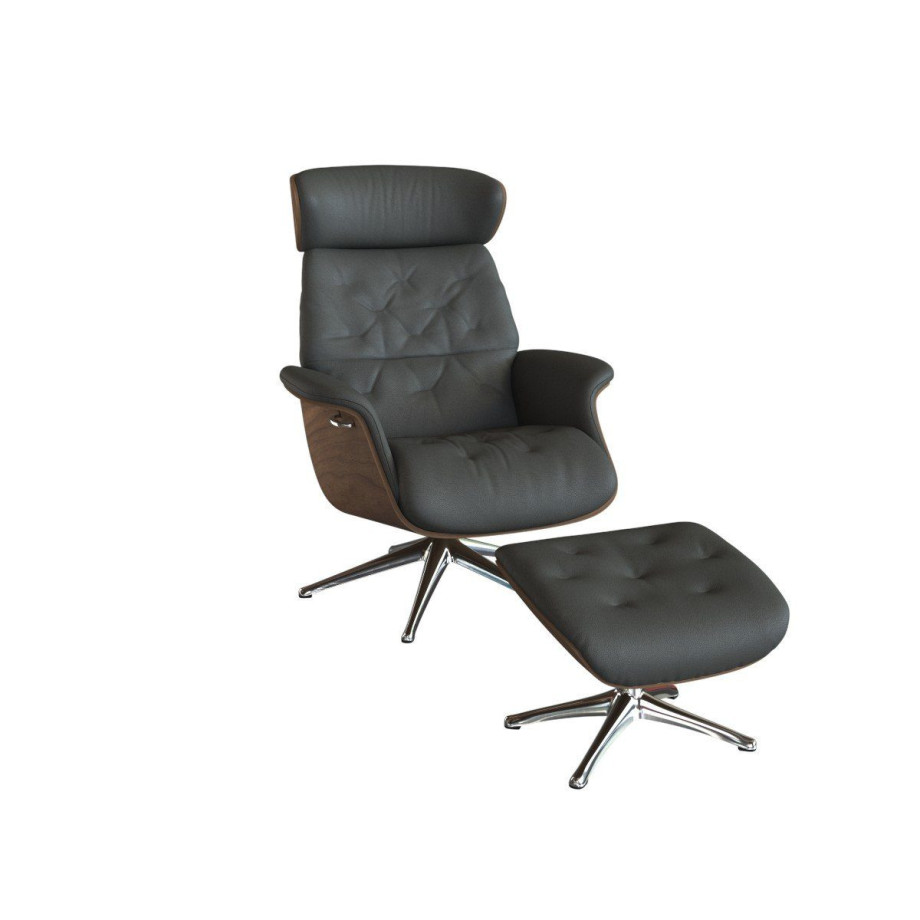 FLEXLUX Relaxfauteuil Relaxchairs Volden Rug- en hoofdverstelling, draaibaar, voet aluminium, armleuning walnoot afbeelding 1