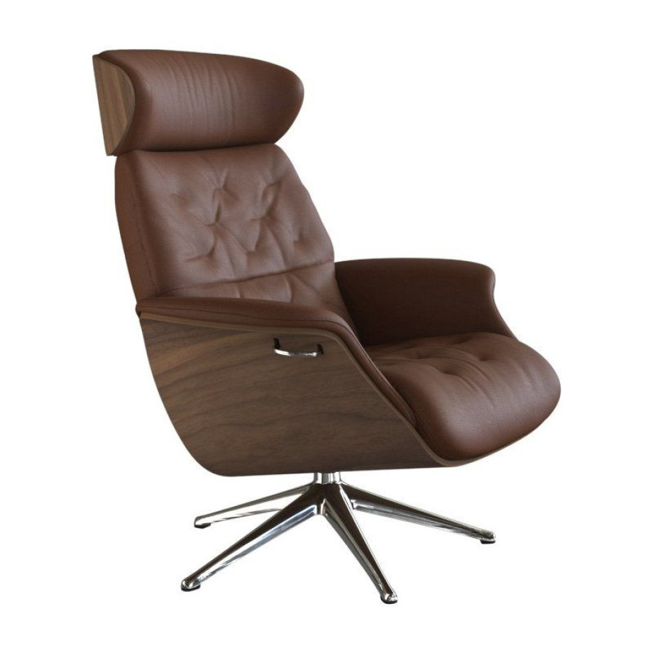 FLEXLUX Relaxfauteuil Relaxchairs Volden Rugleuning & hoofdsteun verstelbaar, draaibaar, armleuningen Walnoot, aluminium voet, M afbeelding 1