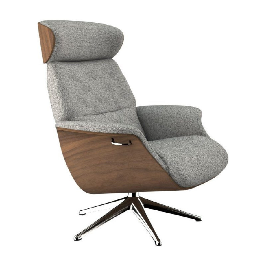 FLEXLUX Relaxfauteuil Relaxchairs Volden Rug- en hoofdverstelling, draaibaar, voet aluminium, armleuning walnoot afbeelding 1