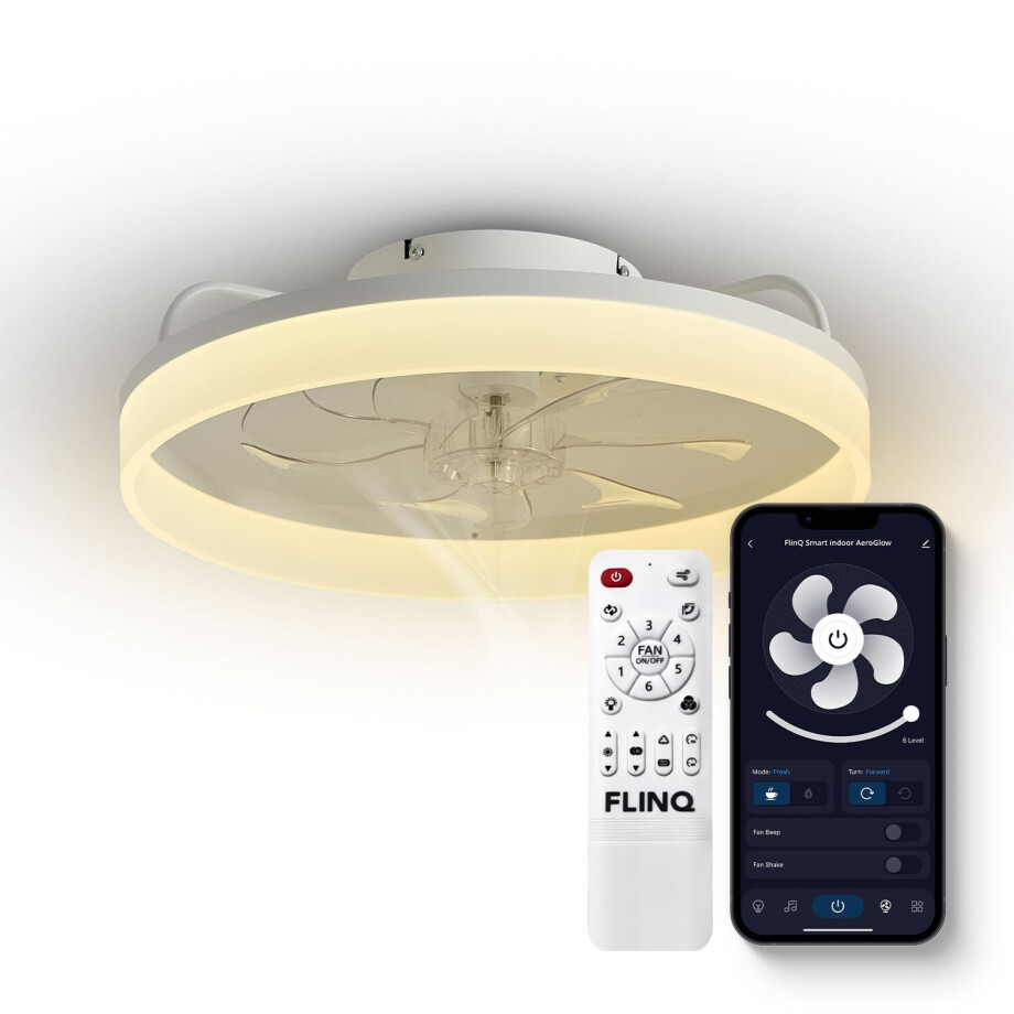 Smart Plafondventilator AeroGlow Met Verlichting - Wit | Mobiele Airconditioning - Goedkope Koeling In Huis - Dekbed-Discounter.nl afbeelding 