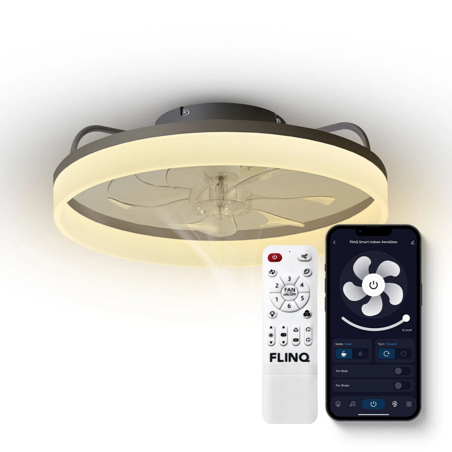Smart Plafondventilator AeroGlow Met Verlichting - Zwart | Mobiele Airconditioning - Goedkope Koeling In Huis - Dekbed-Discounter.nl afbeelding 