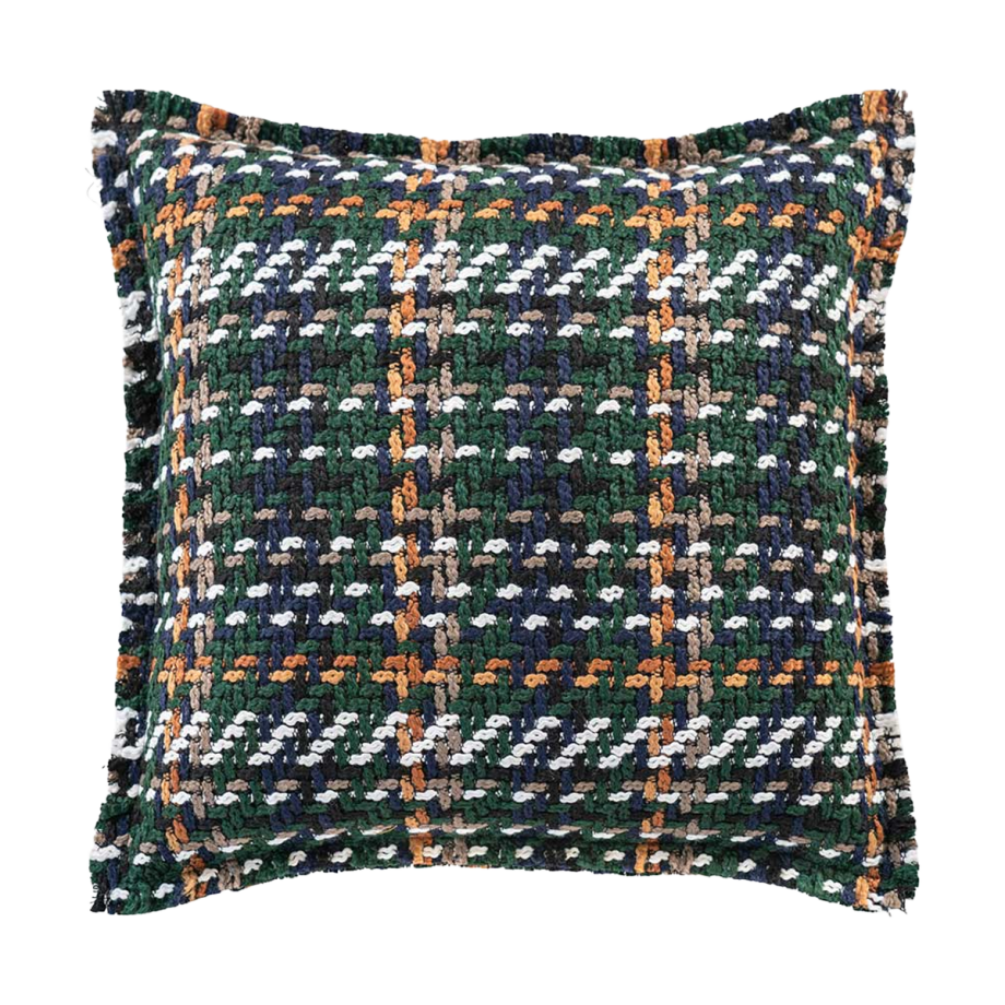 Florine sierkussen donkergroen geruit - 45 x 45 cm Florine sierkussen donkergroen geruit - 45 x 45 cm afbeelding 1