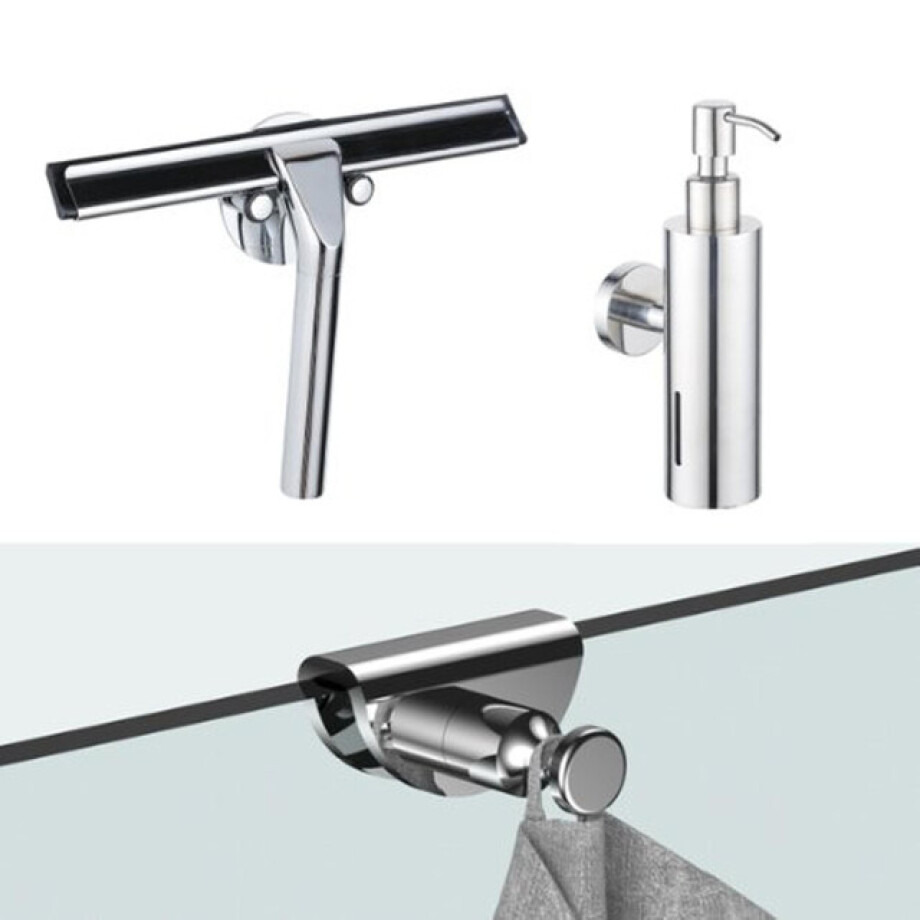 Fortifura accessoireset - glaswisser - zeepdispenser - handdoekhaak - chroom SW1211584/SW1111566/SW1152334 afbeelding 1