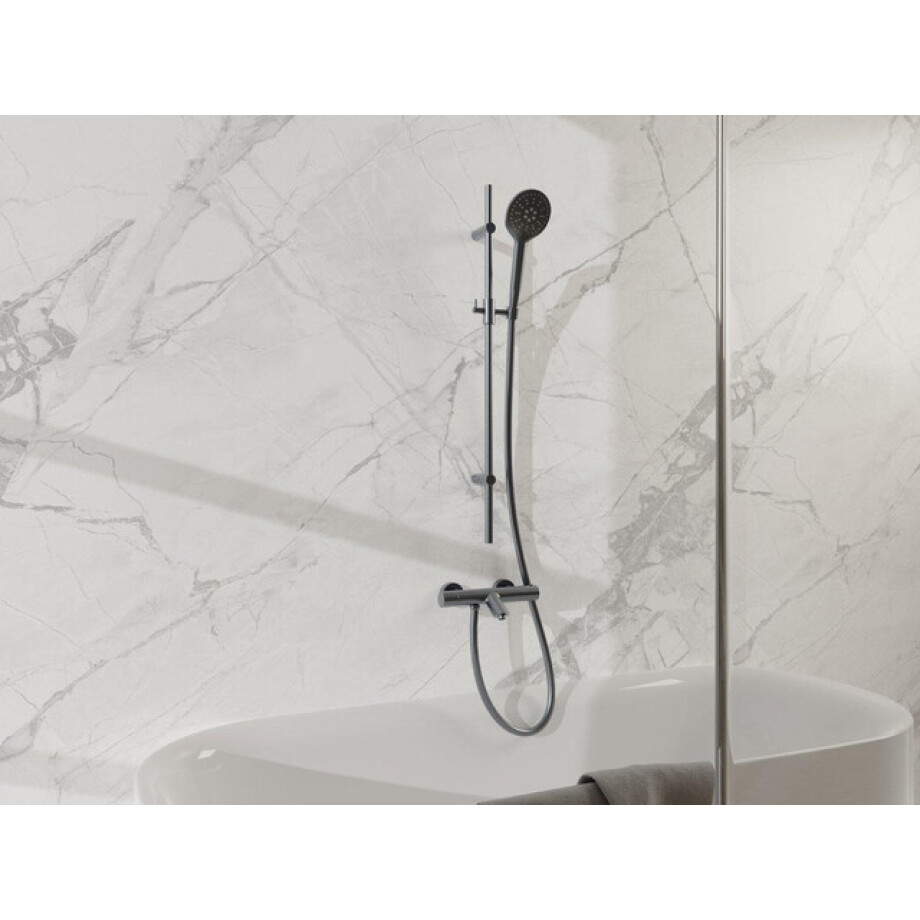 Fortifura Calvi Badkraan - met glijstangset - ronde handdouche gladde doucheslang - geborsteld gunmetal PVD SW767491/SW799451/SW721165/SW720225 afbeelding 1