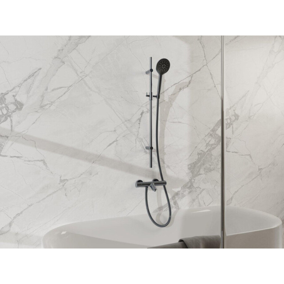 Fortifura Calvi Badkraan - met glijstangset - ronde handdouche - metalen doucheslang - geborsteld gunmetal PVD SW767491/SW799451/SW706207/SW720225 afbeelding 1