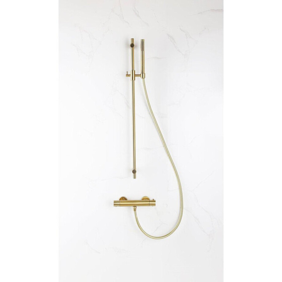 Fortifura Calvi douchekraan met glijstangset met staafhanddouche, gladde doucheslang Geborsteld Messing PVD (Goud) SW767490/SW720570/SW728176/SW720571 Fortifura Calvi douchekraan met glijstangset met staafhanddouche, gladde doucheslang Geborsteld Messing PVD (Goud) SW767490/SW720570/SW728176/SW720571 afbeelding 1