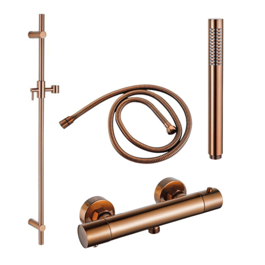 Fortifura Calvi douchekraan met glijstangset met staafhanddouche, metalen doucheslang Geborsteld koper PVD SW970036/SW970048/SW970053/SW970046 Fortifura Calvi douchekraan met glijstangset met staafhanddouche, metalen doucheslang Geborsteld koper PVD SW970036/SW970048/SW970053/SW970046 afbeelding 1