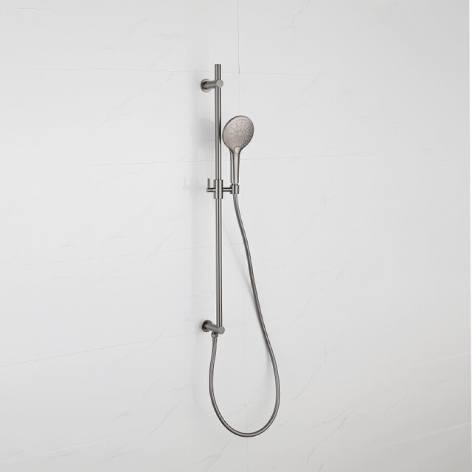 Fortifura Calvi Glijstangset - geïntegreerde wandaansluitbocht - doucheslang glad- ronde handdouche - Geborsteld Gunmetal PVD SW1111532/SW721165//SW799451 afbeelding 1