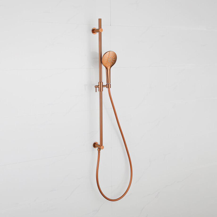 Fortifura Calvi Glijstangset - geïntegreerde wandaansluitbocht - doucheslang metaal- ronde handdouche - Geborsteld koper PVD (Koper) SW1111533//SW970048/SW970047 Fortifura Calvi Glijstangset - geïntegreerde wandaansluitbocht - doucheslang metaal- ronde handdouche - Geborsteld koper PVD (Koper) SW1111533//SW970048/SW970047 afbeelding 1