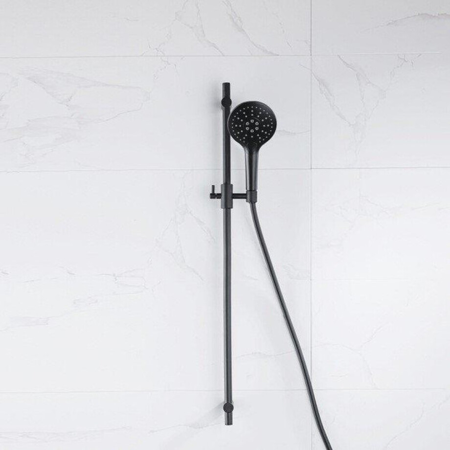 Fortifura Calvi glijstangset met ronde handdouche, gladde doucheslang mat zwart SW767488/SW496816/SW706210 afbeelding 1