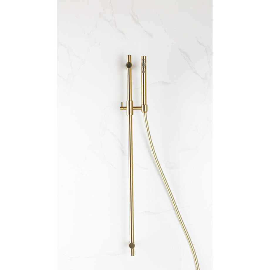 Fortifura Calvi glijstangset met staafhanddouche, gladde doucheslang PVD Geborsteld Messing PVD (Goud) SW767490/SW728176/SW720570 afbeelding 1
