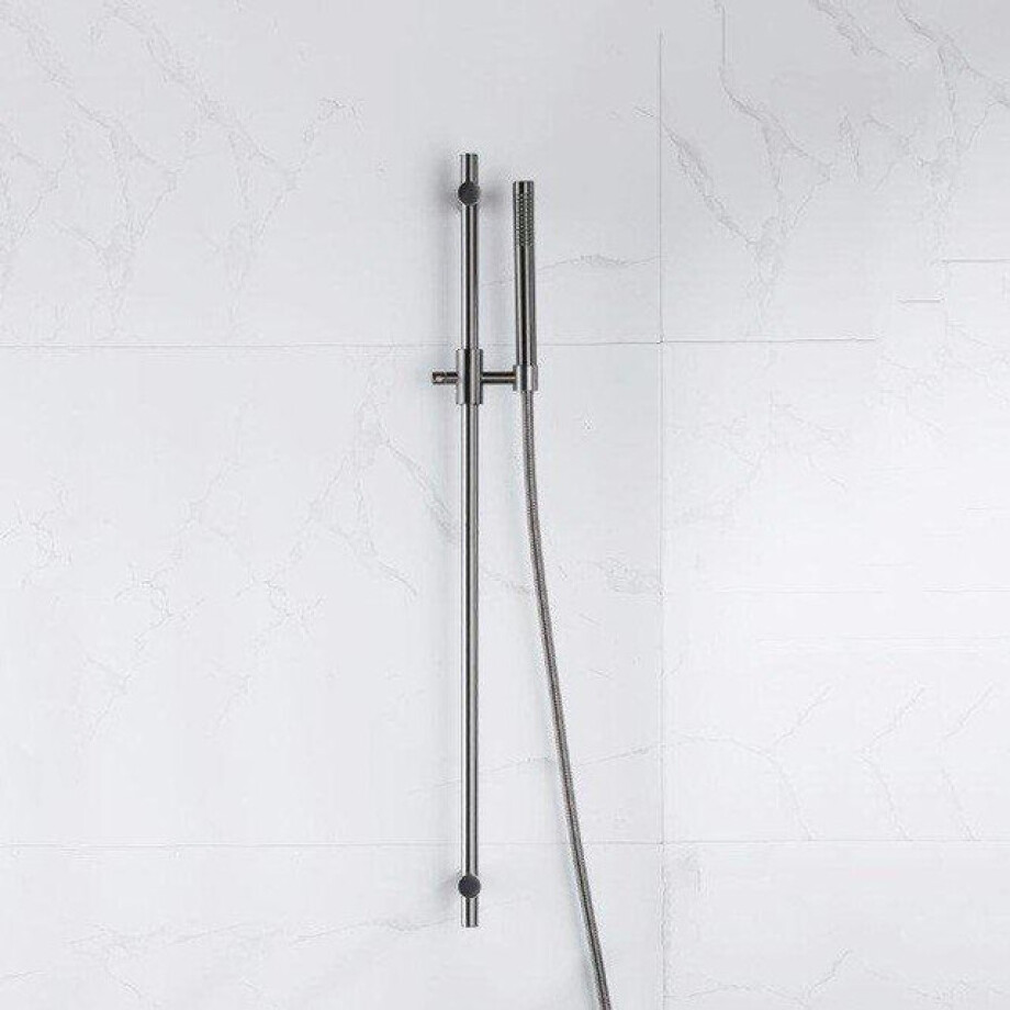 Fortifura Calvi glijstangset met staafhanddouche, metalen doucheslang Geborsteld Gunmetal PVD (antraciet) SW767491/SW766537/SW706207 afbeelding 1