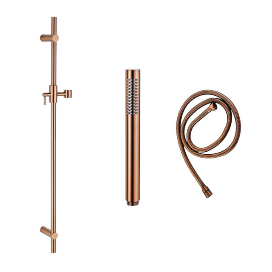 Fortifura Calvi glijstangset met staafhanddouche, metalen doucheslang Geborsteld koper PVD SW970053/SW970046/SW970048 Fortifura Calvi glijstangset met staafhanddouche, metalen doucheslang Geborsteld koper PVD SW970053/SW970046/SW970048 afbeelding 1