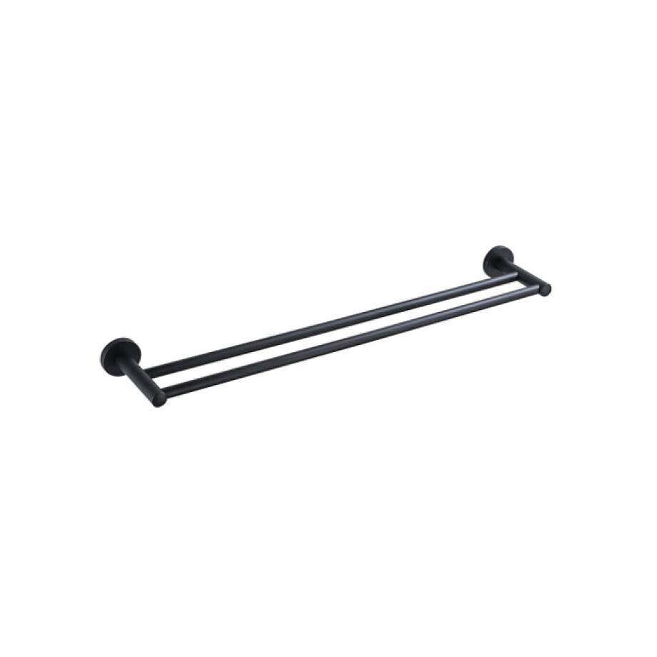 Fortifura Calvi Handdoekhouder - dubbel - rond - Mat Zwart SW639934 Fortifura Calvi Handdoekhouder - dubbel - rond - Mat Zwart SW639934 afbeelding 1