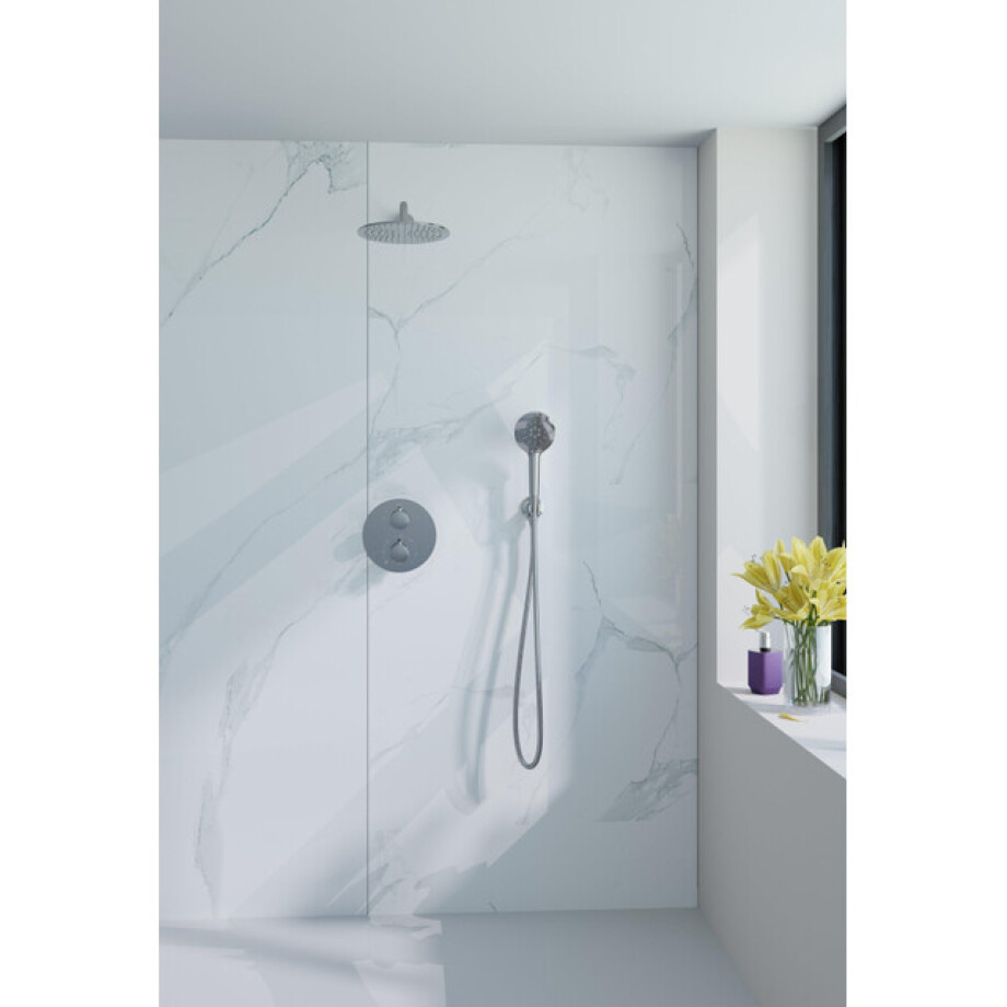 Fortifura Calvi Inbouw Regendoucheset - rond - thermostatisch - wandarm - 25cm hoofddouche - ronde handdouche - gladde slang - chroom SW496814/SW542643/SW706209/SW720552/SW720559/SW721 Fortifura Calvi Inbouw Regendoucheset - rond - thermostatisch - wandarm - 25cm hoofddouche - ronde handdouche - gladde slang - chroom SW496814/SW542643/SW706209/SW720552/SW720559/SW721 afbeelding 1