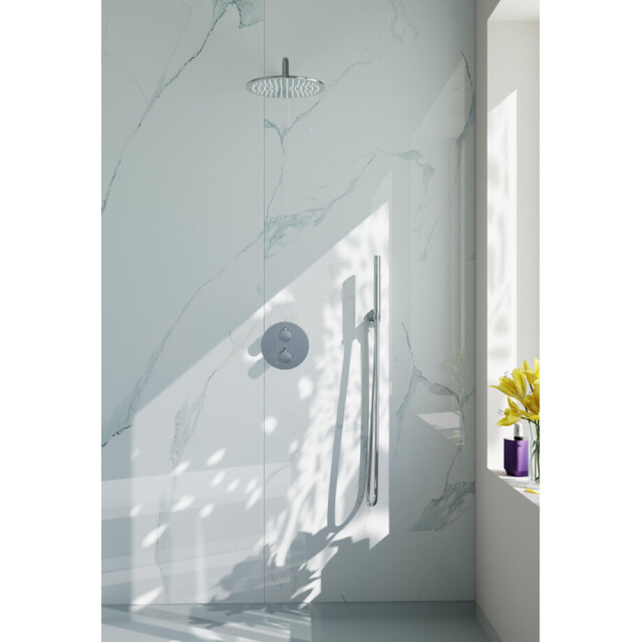 Fortifura Calvi Inbouw Regendoucheset - rond - thermostatisch - wandarm - 25cm hoofddouche - staaf handdouche - gladde doucheslang - chroom SW496810/SW542643/SW706209/SW720552/SW720559/SW721 Fortifura Calvi Inbouw Regendoucheset - rond - thermostatisch - wandarm - 25cm hoofddouche - staaf handdouche - gladde doucheslang - chroom SW496810/SW542643/SW706209/SW720552/SW720559/SW721 afbeelding 1