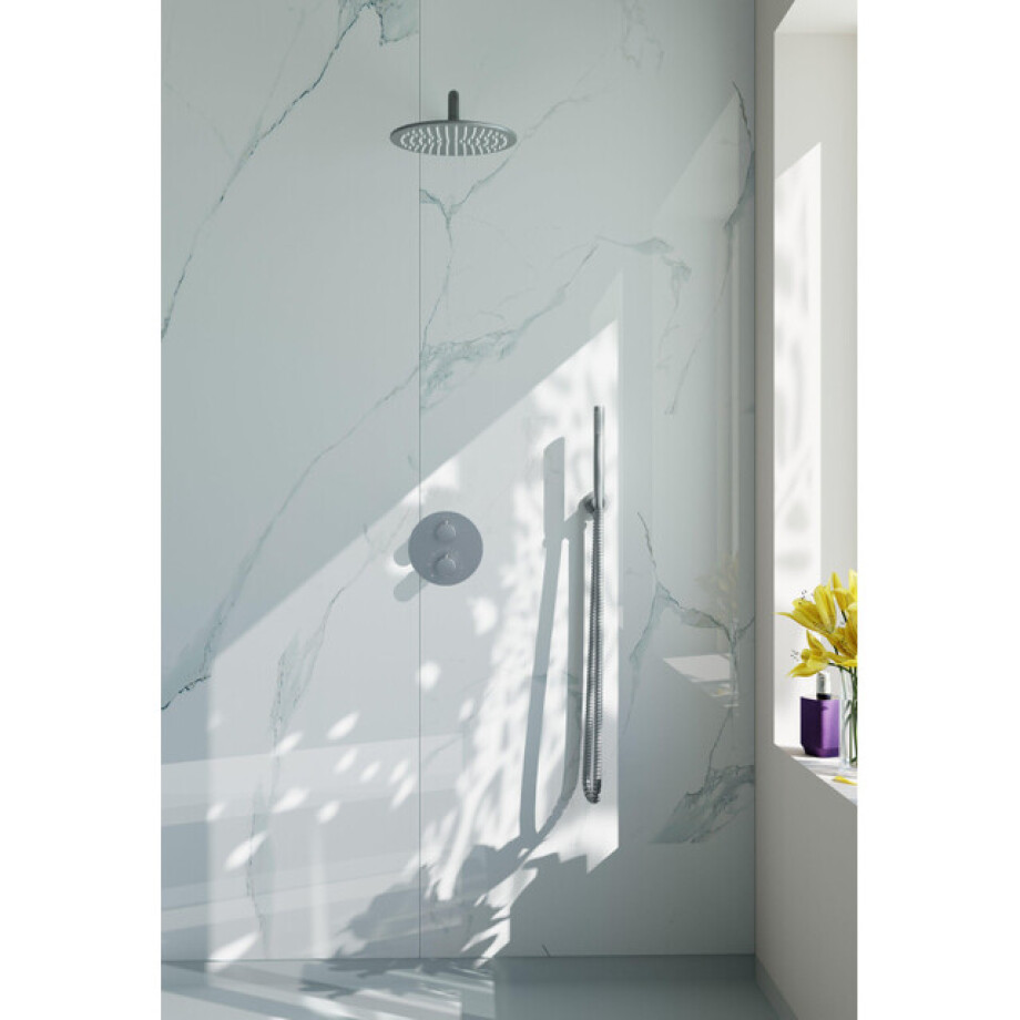 Fortifura Calvi Inbouw Regendoucheset - rond - thermostatisch - wandarm - 25cm hoofddouche - staaf handdouche - Geborsteld RVS PVD (RVS) SW496812/SW542645/SW706208/SW720554/SW720561/SW115 Fortifura Calvi Inbouw Regendoucheset - rond - thermostatisch - wandarm - 25cm hoofddouche - staaf handdouche - Geborsteld RVS PVD (RVS) SW496812/SW542645/SW706208/SW720554/SW720561/SW115 afbeelding 1