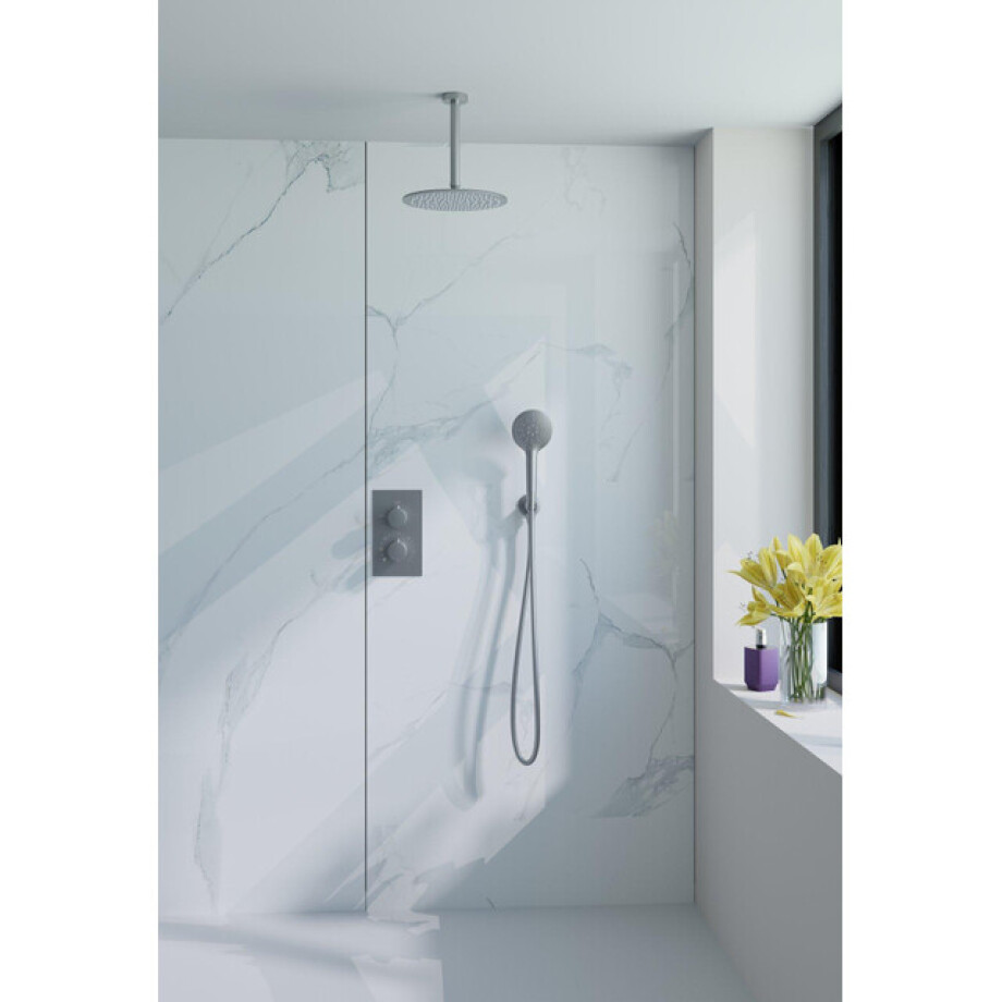 Fortifura Calvi Inbouw Regendoucheset - thermostatisch - plafondarm - 25cm hoofddouche - ronde handdouche - metalen doucheslang - geborsteld RVS PVD SW706208/SW720554/SW799447/SW1159493/SW542645/SW72 Fortifura Calvi Inbouw Regendoucheset - thermostatisch - plafondarm - 25cm hoofddouche - ronde handdouche - metalen doucheslang - geborsteld RVS PVD SW706208/SW720554/SW799447/SW1159493/SW542645/SW72 afbeelding 1