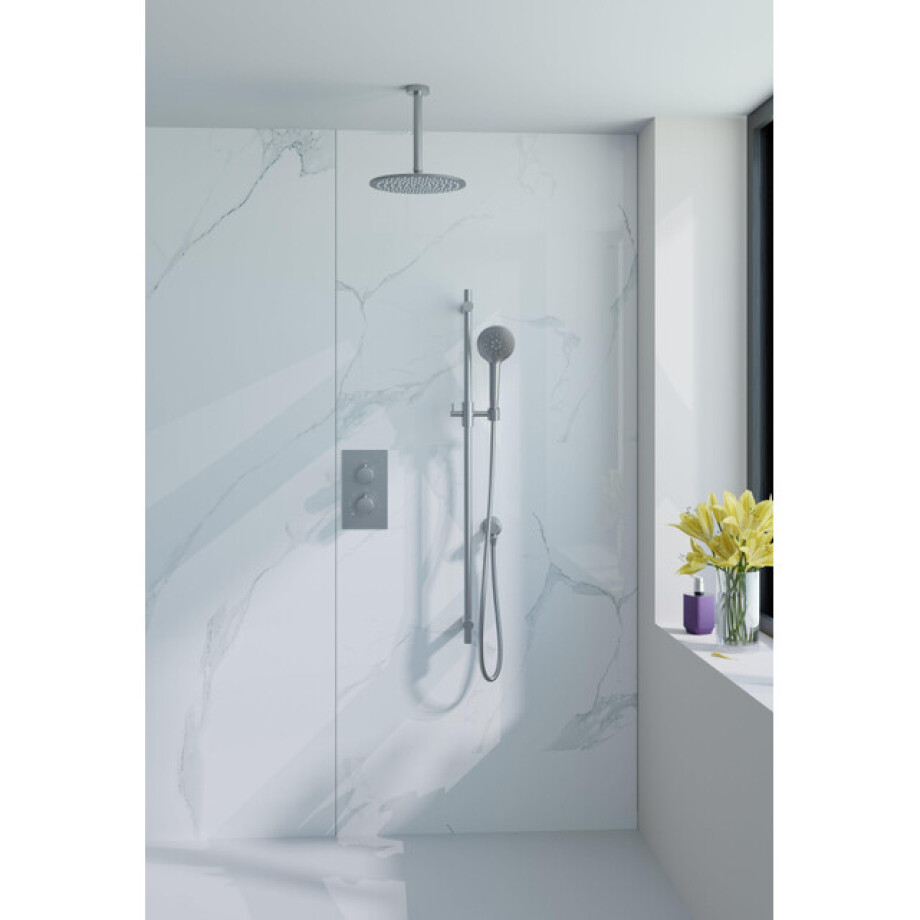 Fortifura Calvi Inbouw Regendoucheset - thermostatisch - plafondarm - glijstang - 25cm hoofddouche - ronde handdouche - metalen doucheslang - geborsteld RVS PVD SW377868/SW542645/SW706208/SW720554/SW1159493/SW76 Fortifura Calvi Inbouw Regendoucheset - thermostatisch - plafondarm - glijstang - 25cm hoofddouche - ronde handdouche - metalen doucheslang - geborsteld RVS PVD SW377868/SW542645/SW706208/SW720554/SW1159493/SW76 afbeelding 1