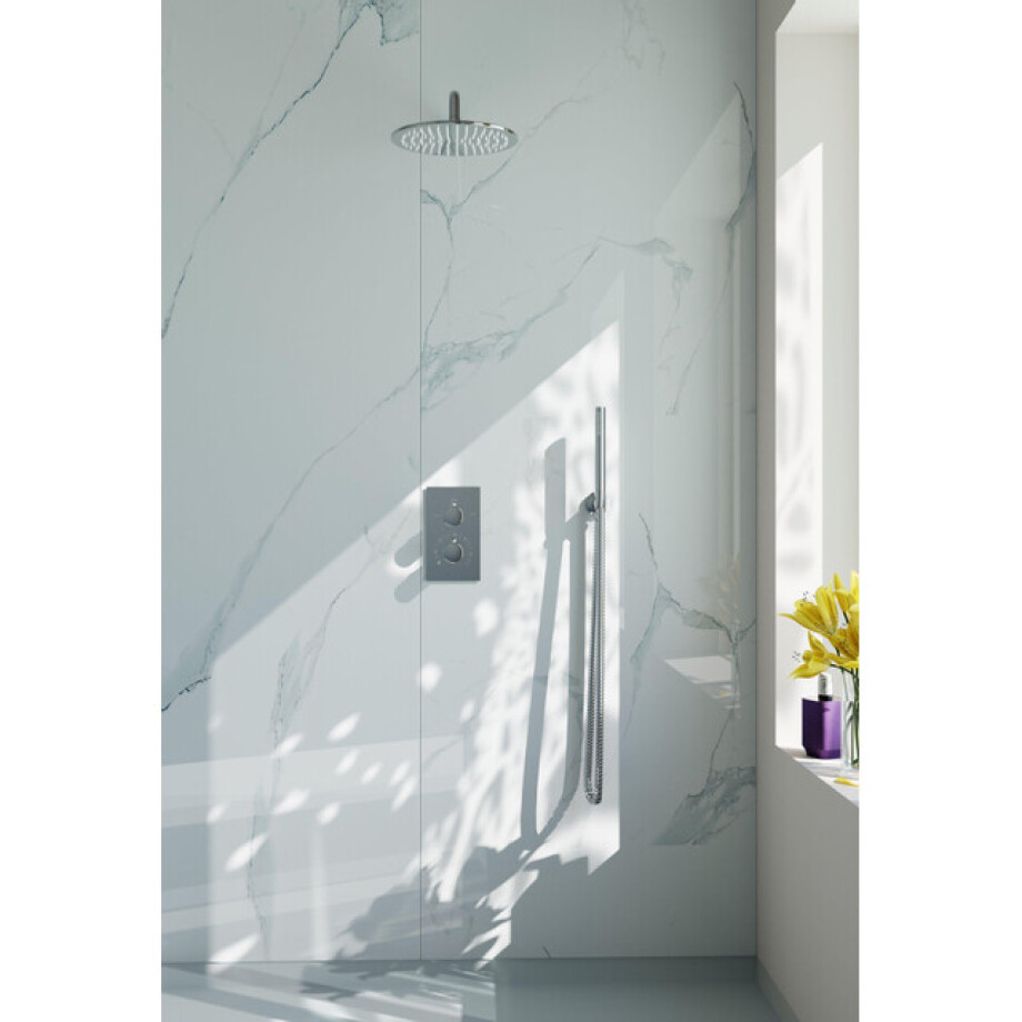 Fortifura Calvi Inbouw Regendoucheset - thermostatisch - wandarm - 25cm hoofddouche - staaf handdouche - gladde doucheslang - chroom SW496810/SW542643/SW706209/SW720552/SW720559/SW721 Fortifura Calvi Inbouw Regendoucheset - thermostatisch - wandarm - 25cm hoofddouche - staaf handdouche - gladde doucheslang - chroom SW496810/SW542643/SW706209/SW720552/SW720559/SW721 afbeelding 1
