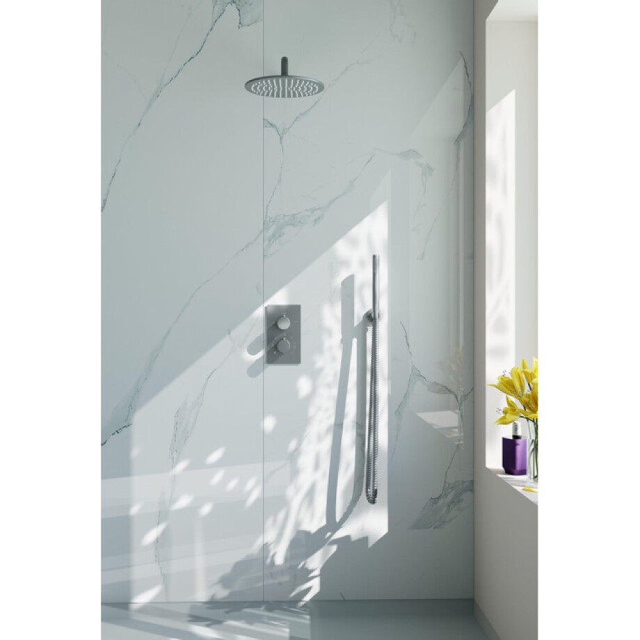 Fortifura Calvi Inbouw Regendoucheset - thermostatisch - wandarm - 25cm hoofddouche - staaf handdouche - gladde doucheslang - Geborsteld RVS PVD (RVS) SW496812 SW542645 SW728177 SW720554 W720561 SW115 Fortifura Calvi Inbouw Regendoucheset - thermostatisch - wandarm - 25cm hoofddouche - staaf handdouche - gladde doucheslang - Geborsteld RVS PVD (RVS) SW496812 SW542645 SW728177 SW720554 W720561 SW115 afbeelding 1