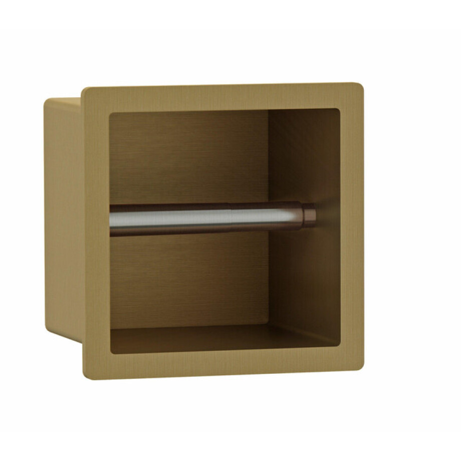 Fortifura Calvi Toiletrolhouder - inbouw - 17.3x17.3x15.3cm - Geborsteld Messing PVD (Goud) SW1126060 Fortifura Calvi Toiletrolhouder - inbouw - 17.3x17.3x15.3cm - Geborsteld Messing PVD (Goud) SW1126060 afbeelding 1