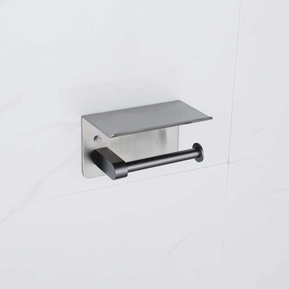 Fortifura Calvi - toiletrolhouder - met plateau - Geborsteld Gunmetal PVD SW1183052 Fortifura Calvi - toiletrolhouder - met plateau - Geborsteld Gunmetal PVD SW1183052 afbeelding 1