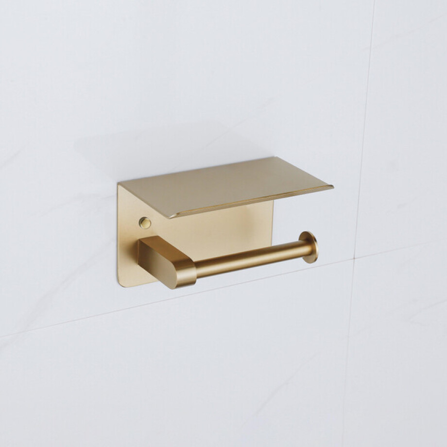 Fortifura Calvi - toiletrolhouder - met plateau - Geborsteld Messing PVD (Goud) SW1183053 Fortifura Calvi - toiletrolhouder - met plateau - Geborsteld Messing PVD (Goud) SW1183053 afbeelding 1